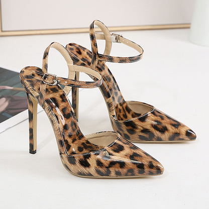 Stiletto Leopard Print Shallow Mouth European And American Plus Size Pointed Women's High Heels - 16th Avenue