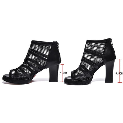 Women's High Heels Mesh Shoes With Thick Heels - 16th Avenue