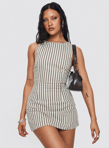 Round-neck Comfortable Casual Striped Sleeveless Dress - 16th Avenue