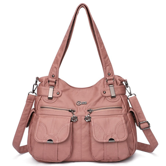 Fashion Ladies Soft Leather Portable Messenger Crossbody Tote Bag