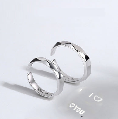 S925 Sterling Silver Rings By Light Reflect Show with Love Pattern Surface - 16th Avenue