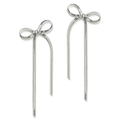 18k Gold Plated Stainless Steel Herringbone Bow Earrings - 16th Avenue