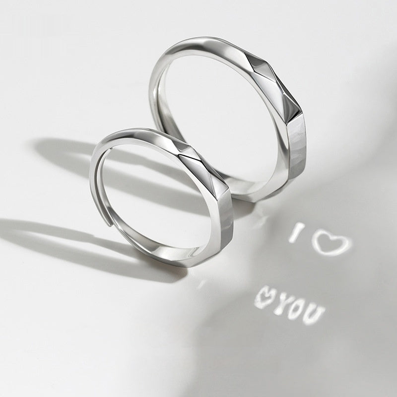 S925 Sterling Silver Rings By Light Reflect Show with Love Pattern Surface - 16th Avenue