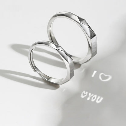S925 Sterling Silver Rings By Light Reflect Show with Love Pattern Surface - 16th Avenue