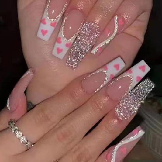 Wearable Finished Fake Beauty Love Nails