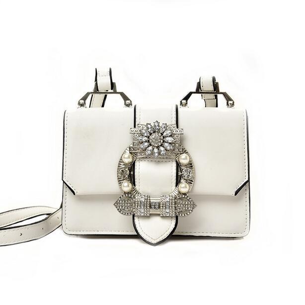 Fashion Diamond Lock Quality PU Leather Elegant Women Shoulder Handbag