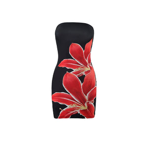 Women's Tube Top Flower Print Slim Sheath Short Dress - 16th Avenue