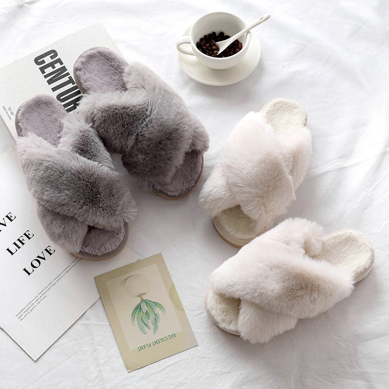 Fashion Autumn Winter Indoor Platform Thermal Cotton Slippers