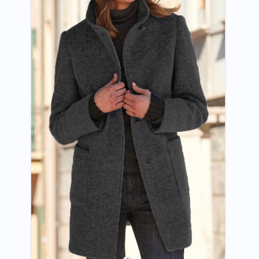 Women's Stand Collar Woolen Fall Winter Coat