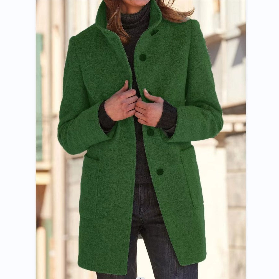 Women's Stand Collar Woolen Fall Winter Coat