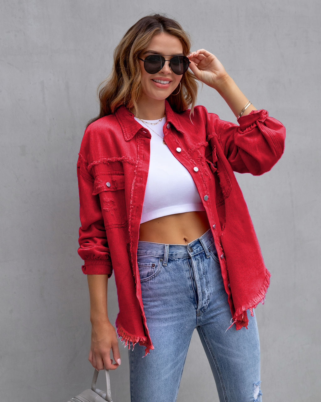 Fashion Ripped Jacket Spring Casual Top