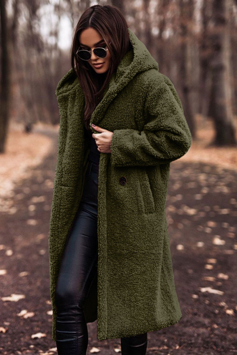 Autumn Winter Fashion Elegant Faux Fleece Coat