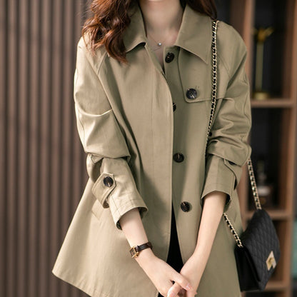 British Style Women's Short Textured Spring And Autumn Trench Coat