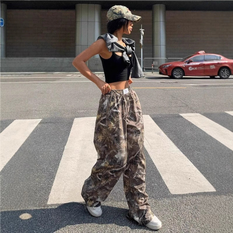 Slimming Casual Hip Hop Retro Street Multi-pocket Camouflage Cargo Pants