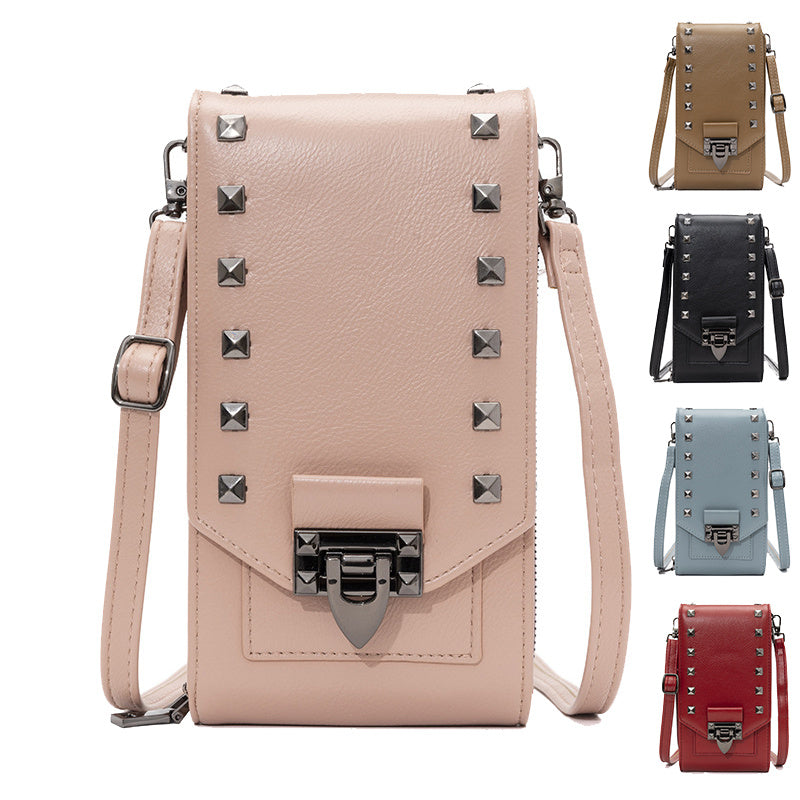 Rivet Design Shoulder Mobile Phone Crossbody Bag