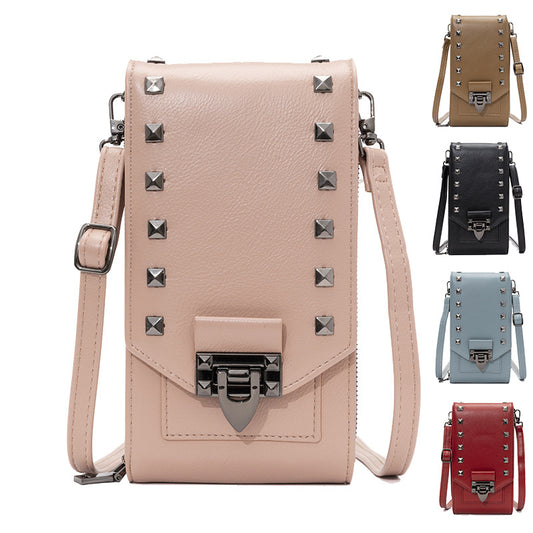 Rivet Design Shoulder Mobile Phone Crossbody Bag