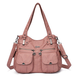 Ladies Soft Leather Portable Messenger Crossbody Tote Bag - 16th Avenue
