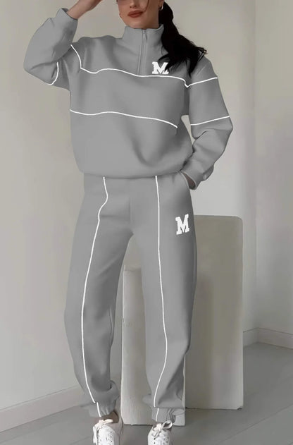 Women's 2 Piece Hoodless Pullover Baggy Sweatsuit