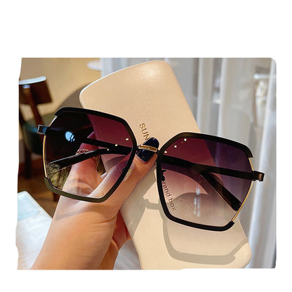 Vintage Half-Frame Sunglasses Summer Oversize Metal Square Uv400 Women UV Protection Sunglasses - 16th Avenue