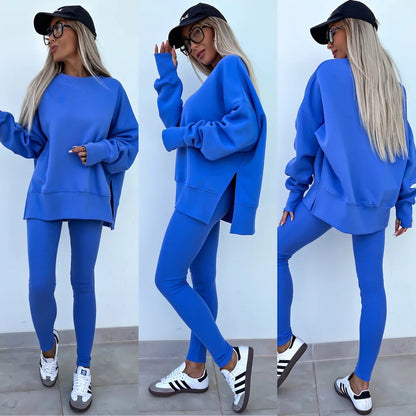 Casual Loose Long Sleeve Crew Neck Sweater Suit - 16th Avenue