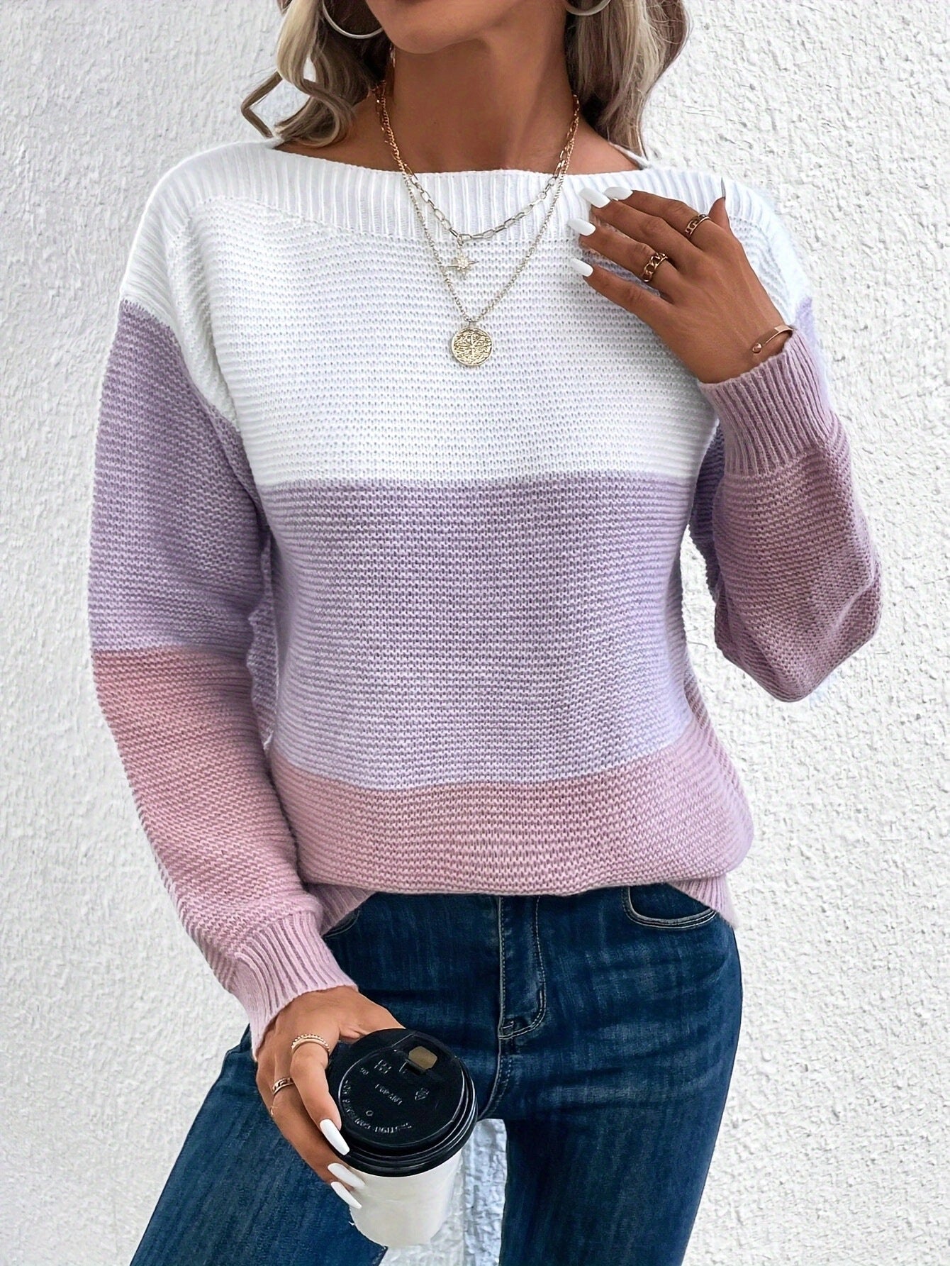 Pullover Knitted Sweater Round Neck - 16th Avenue