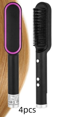 New 2 In 1 Hair Straightener Hot Comb Negative Ion Curling Electric Hair Brush - 16th Avenue