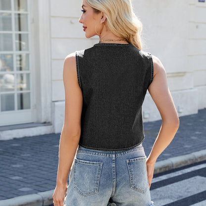 Sleeveless Y2K Bow-tied Denim Vest INS Fashion - 16th Avenue