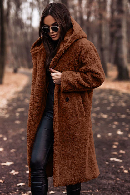 Autumn Winter Fashion Elegant Faux Fleece Coat