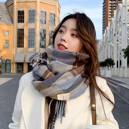 Women's Fashion Plaid Thickened Long Scarf Scarf