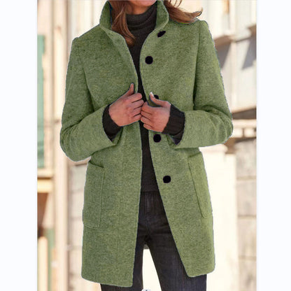 Women's Stand Collar Woolen Fall Winter Coat