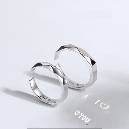 S925 Sterling Silver Rings By Light Reflect Show with Love Pattern Surface - 16th Avenue