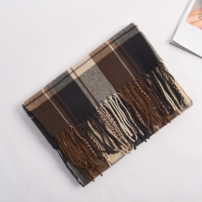Women's Fashion Plaid Thickened Long Scarf Scarf