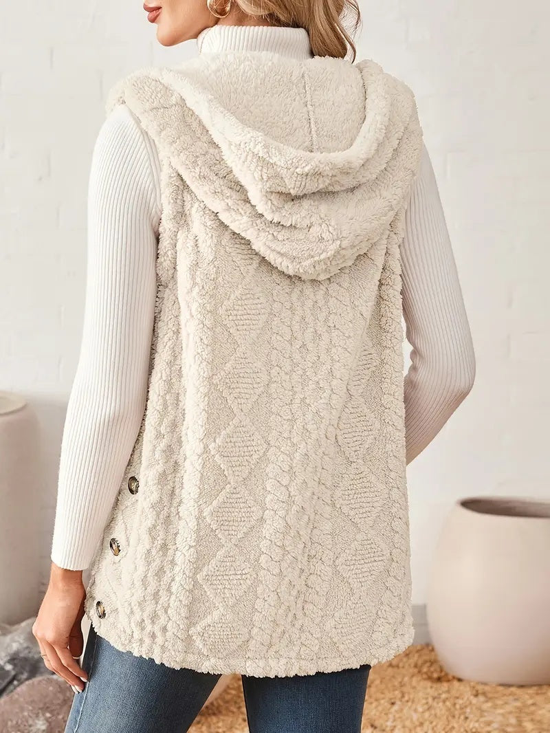 Ladies' Sleeveless Hooded Cardigan Elegant Coat