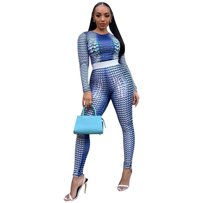 Fashion Skinny Athleisure Printed Two Piece Set - 16th Avenue