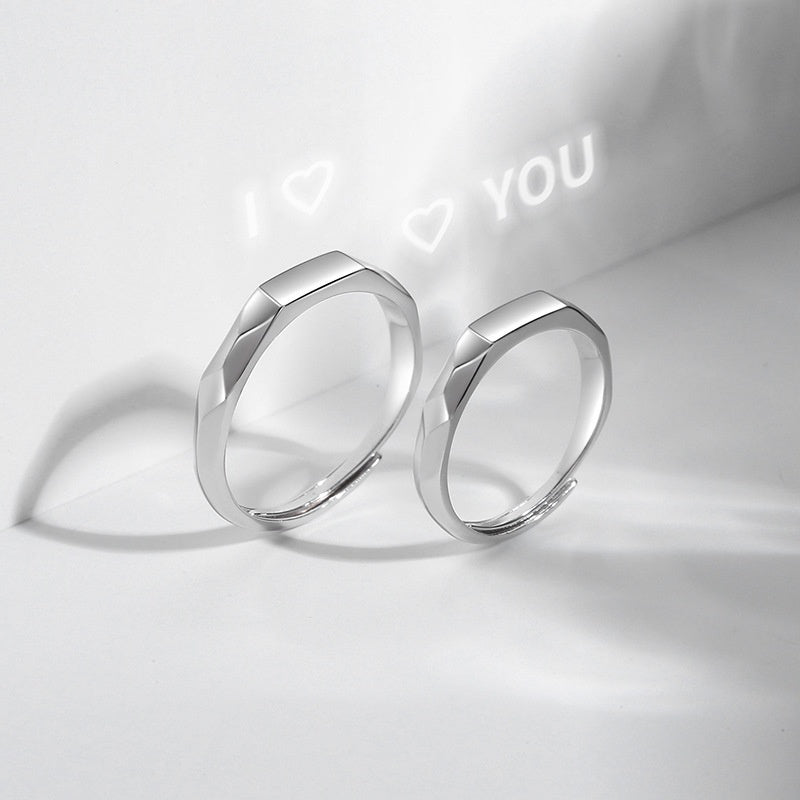 S925 Sterling Silver Rings By Light Reflect Show with Love Pattern Surface - 16th Avenue