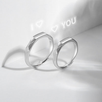 S925 Sterling Silver Rings By Light Reflect Show with Love Pattern Surface - 16th Avenue