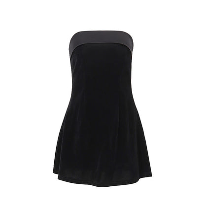 Ins Slim Tube-top Fashion Zipper A-line Short Dress - 16th Avenue