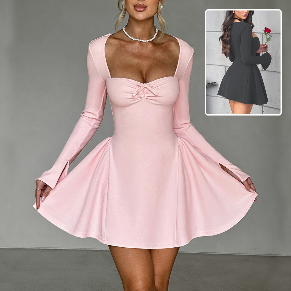 Low-neck Long-sleeved Y2K Slim A-line Short Party Dress