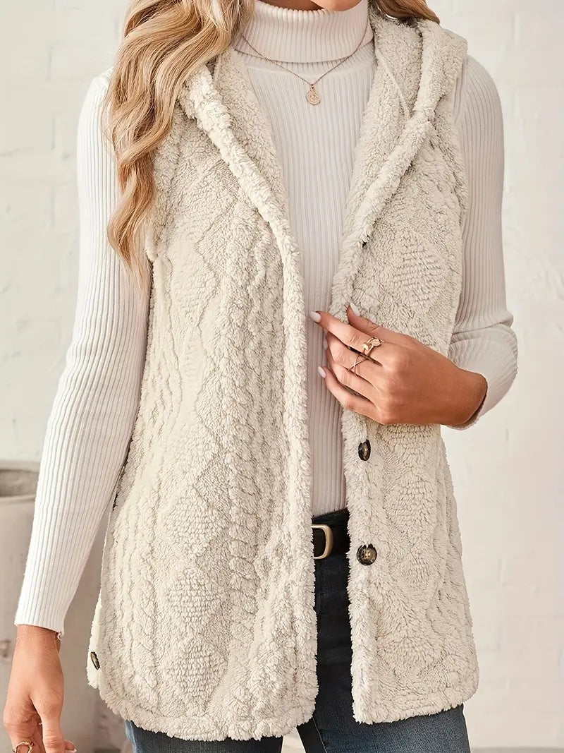 Ladies' Sleeveless Hooded Cardigan Elegant Coat