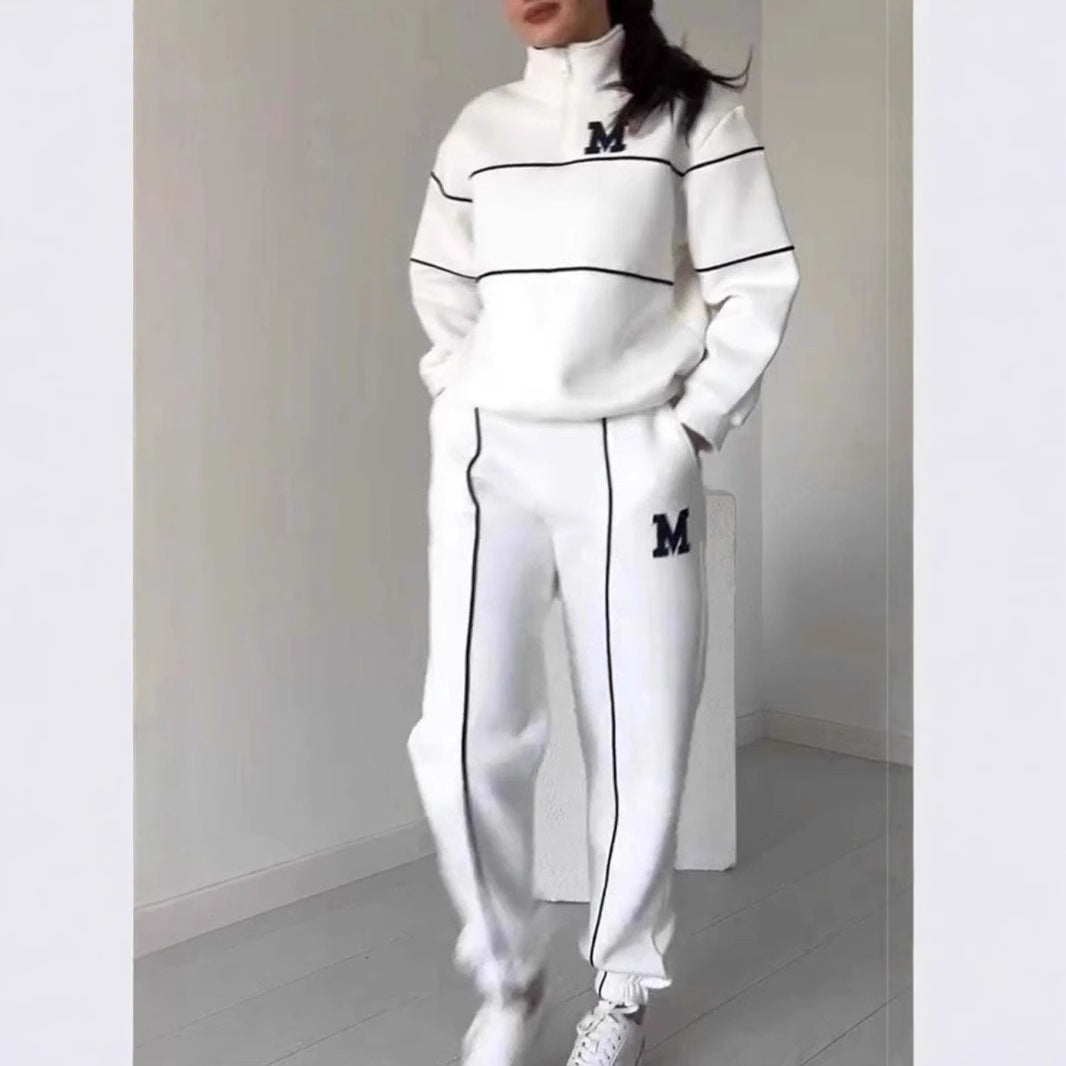 Women's 2 Piece Hoodless Pullover Baggy Sweatsuit