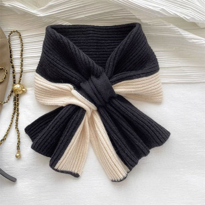 Women's Autumn And Winter Warm Versatile Fashion Sweet Color-blocked Knitted Scarf