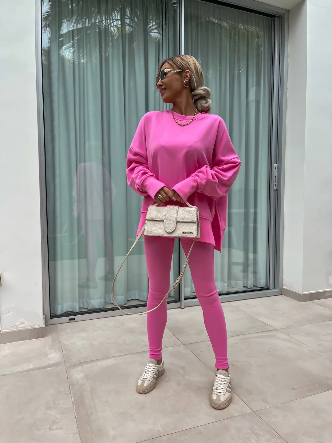 Casual Loose Long Sleeve Crew Neck Sweater Suit