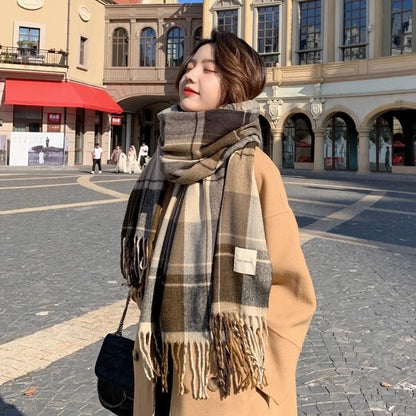 Women's Fashion Plaid Thickened Long Scarf Scarf