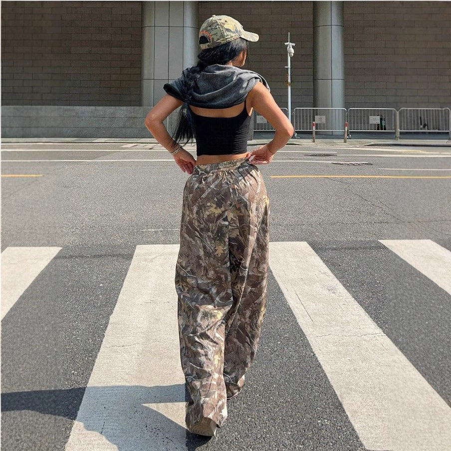 Slimming Casual Hip Hop Retro Street Multi-pocket Camouflage Cargo Pants