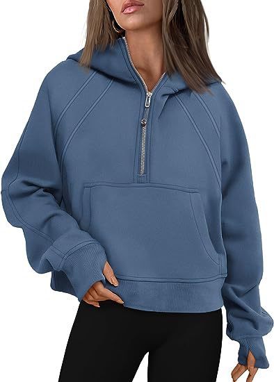 Zipper Hoodie Loose Sport Top Long Sleeve Pullover