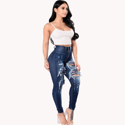 Women's Ripped Denim Washed Denim Pants - 16th Avenue