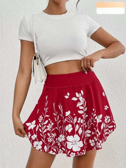 Minimalist Flower Printed Skort With Pockets - 16th Avenue