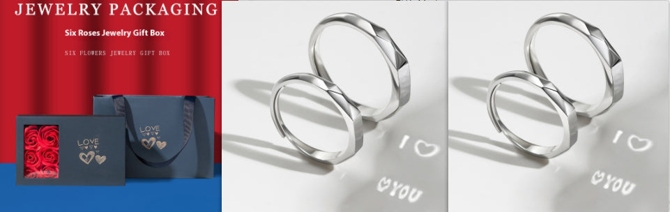 S925 Sterling Silver Rings By Light Reflect Show with Love Pattern Surface - 16th Avenue