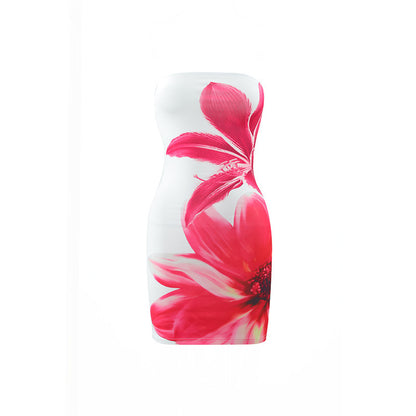 Women's Tube Top Flower Print Slim Sheath Short Dress - 16th Avenue