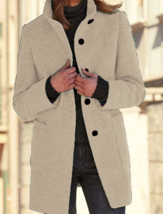 Women's Stand Collar Woolen Fall Winter Coat